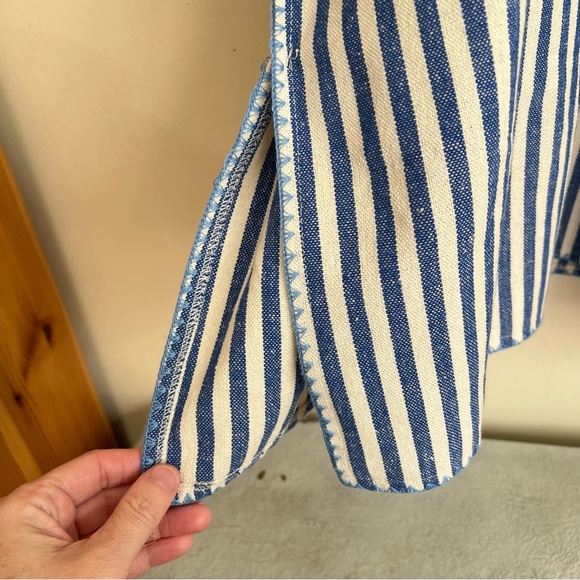 TUCKERNUCK sz XS NWOT Blue Stripe Mini Sullivan Embroidered Canvas Caftan - Picture 10 of 12